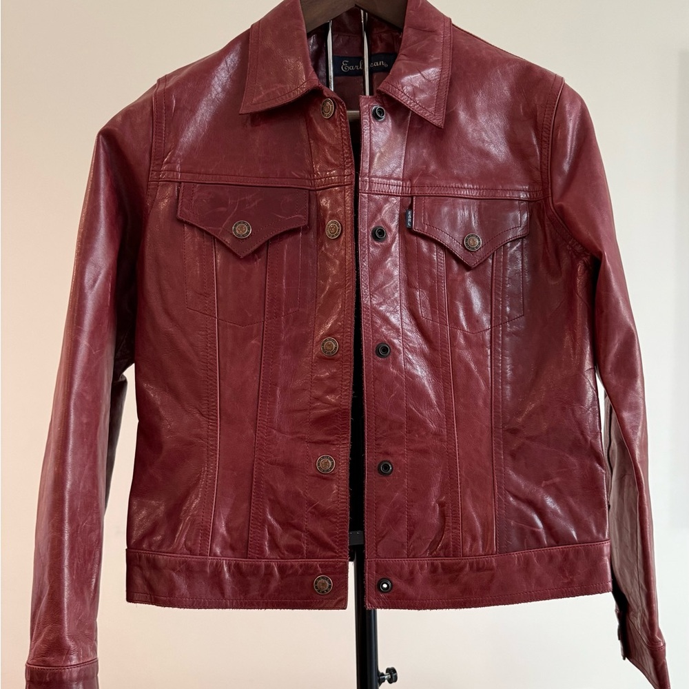 Earl Jeans Burgundy Leather Jacket